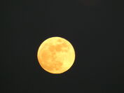 Mond warmes Hellgelb ,strahlend, mit dunklen Schatten.